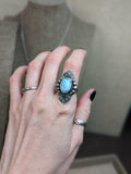 Larimar Stamped and Embellished Statement Ring (Size 6 and 9.25)