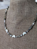 Labradorite and Mother of Pearl Moon Short Statement Necklace