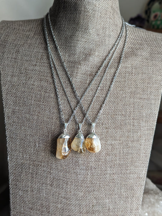 Citrine Pendant on Stainless Chain